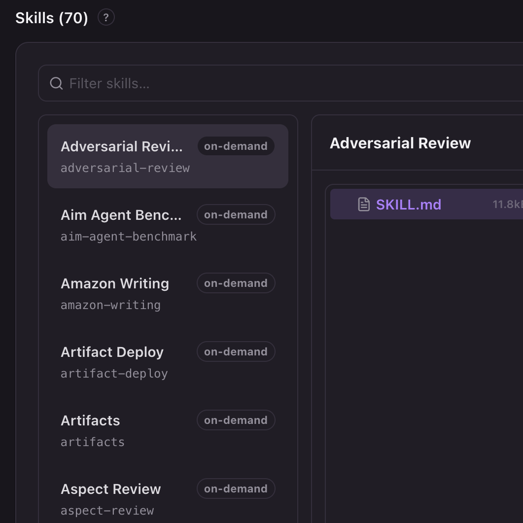 list of installable skills