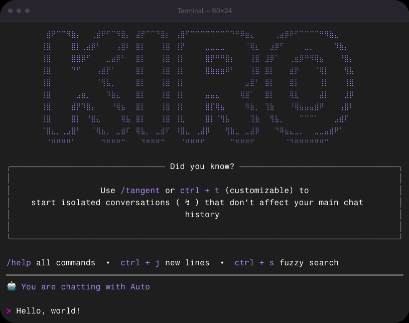 terminal showing Kiro logo and prompt
